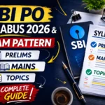 SBI PO syllabus 2026 and exam pattern covering prelims, mains and topics