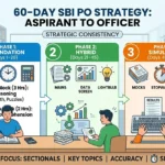 SBI PO study plan 60-day exam plan infographic showing foundation, hybrid execution, and simulator phases