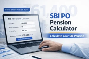 SBI PO pension calculator tool used to estimate SBI officer retirement pension including basic pension gratuity and commutation under SBI pension rules