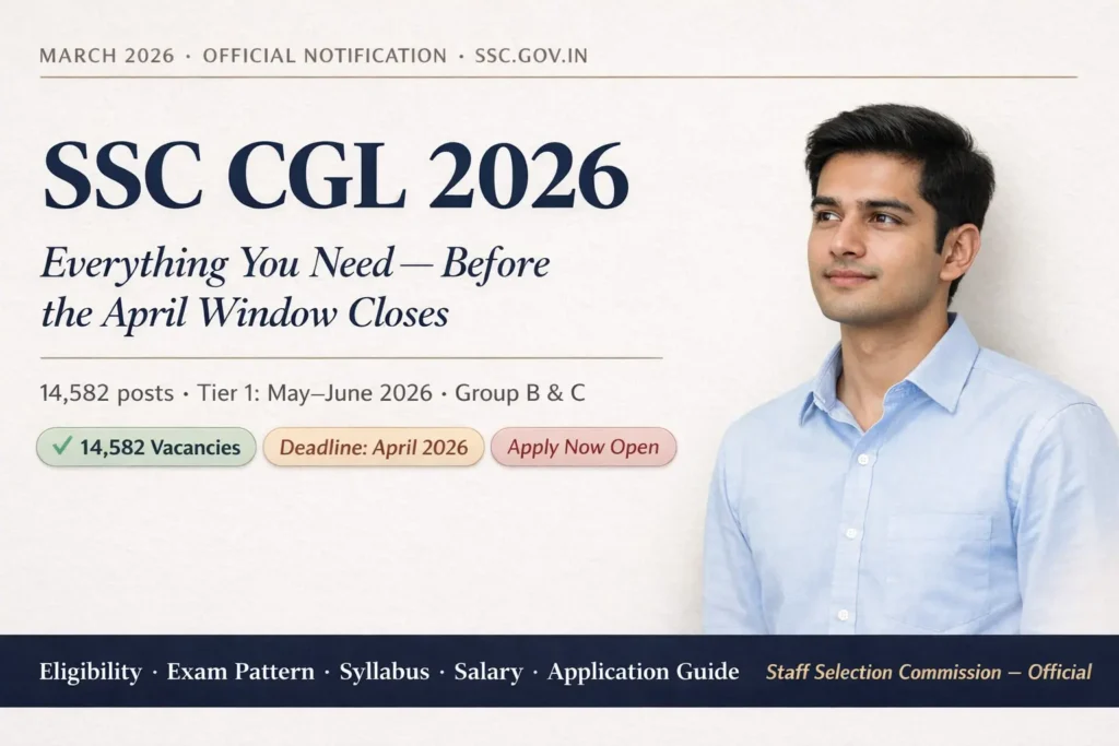 SSC CGL 2026 notification released — 14,582 vacancies, Tier 1 exam May–June 2026, apply before April 2026 deadline at ssc.gov.in