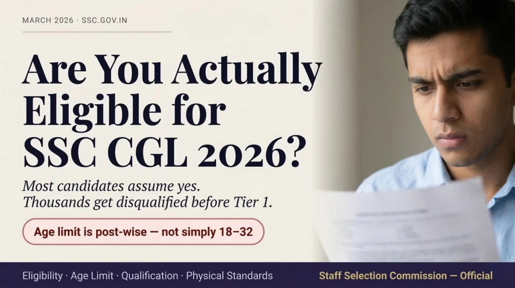 SSC CGL eligibility criteria 2026 — age limit is post-wise, qualification requirements, physical standards for inspector posts and 7-point self-check before applying